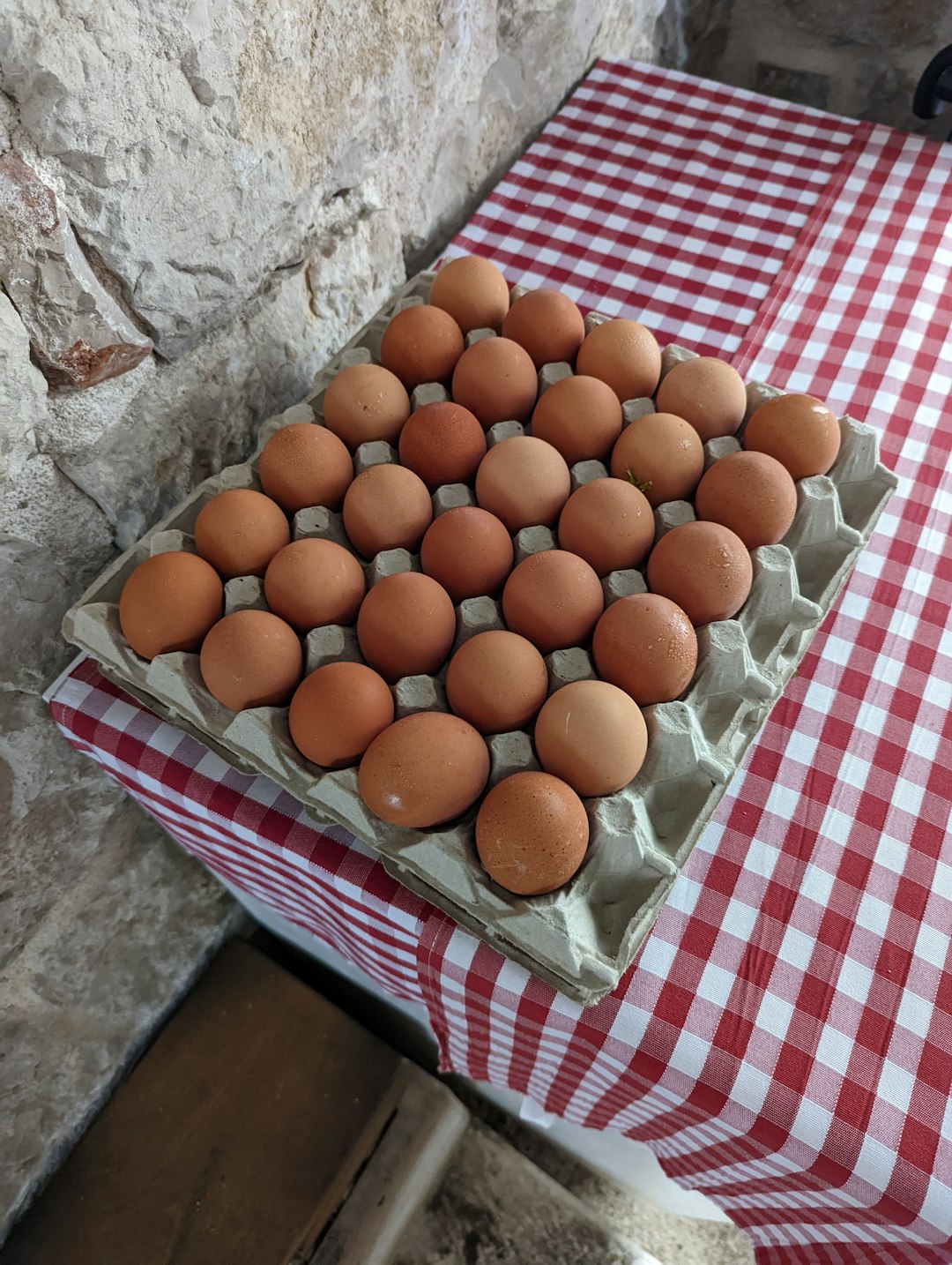 Traditional shakshuka with eggs in spiced tomato sauce
